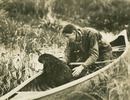 Titre original&nbsp;:  Beaver in canoe with Grey Owl. 